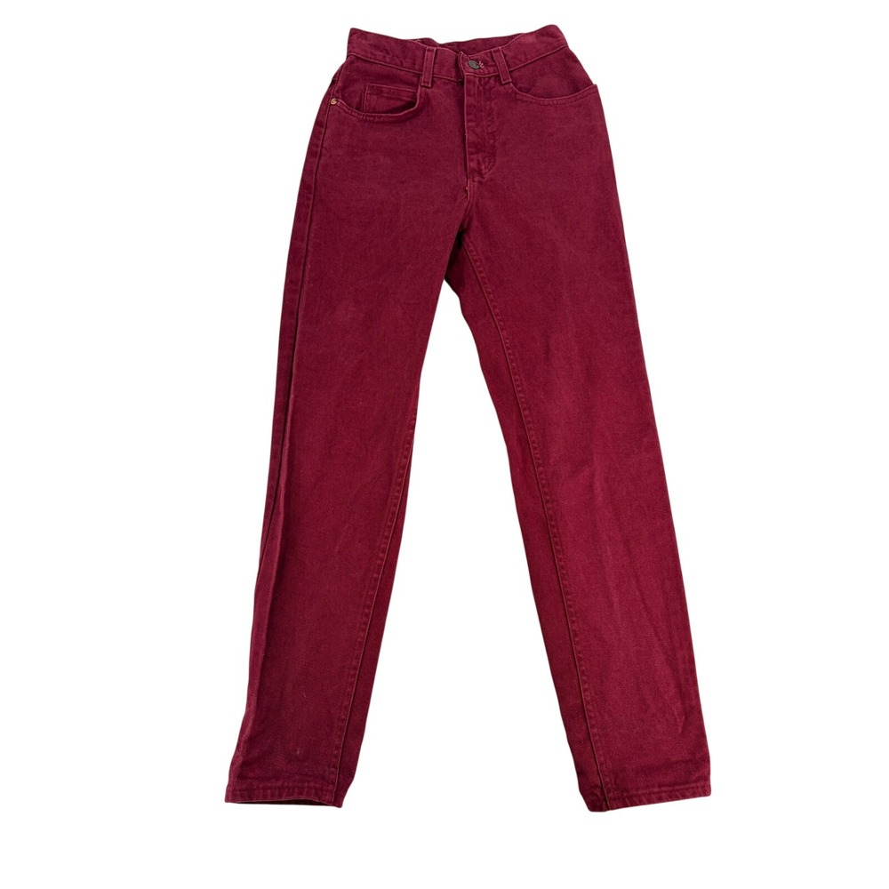 Vintage Lee Maroon High Waisted Straight Leg Jeans 24 Burgundy Minimalist Boho